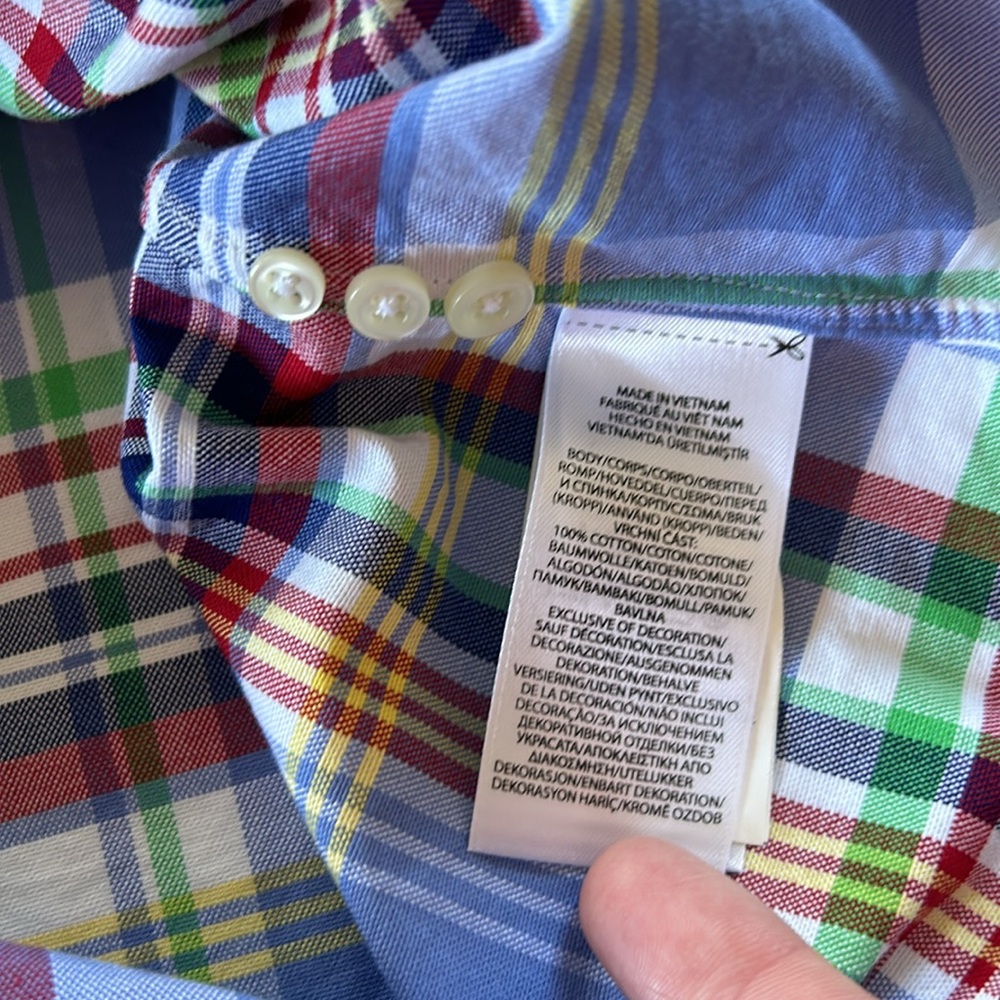 Polo Ralph Lauren Long Sleeve Button Oxford Madras Multicolor Plaid Shirt Sz M - Picture 9 of 10